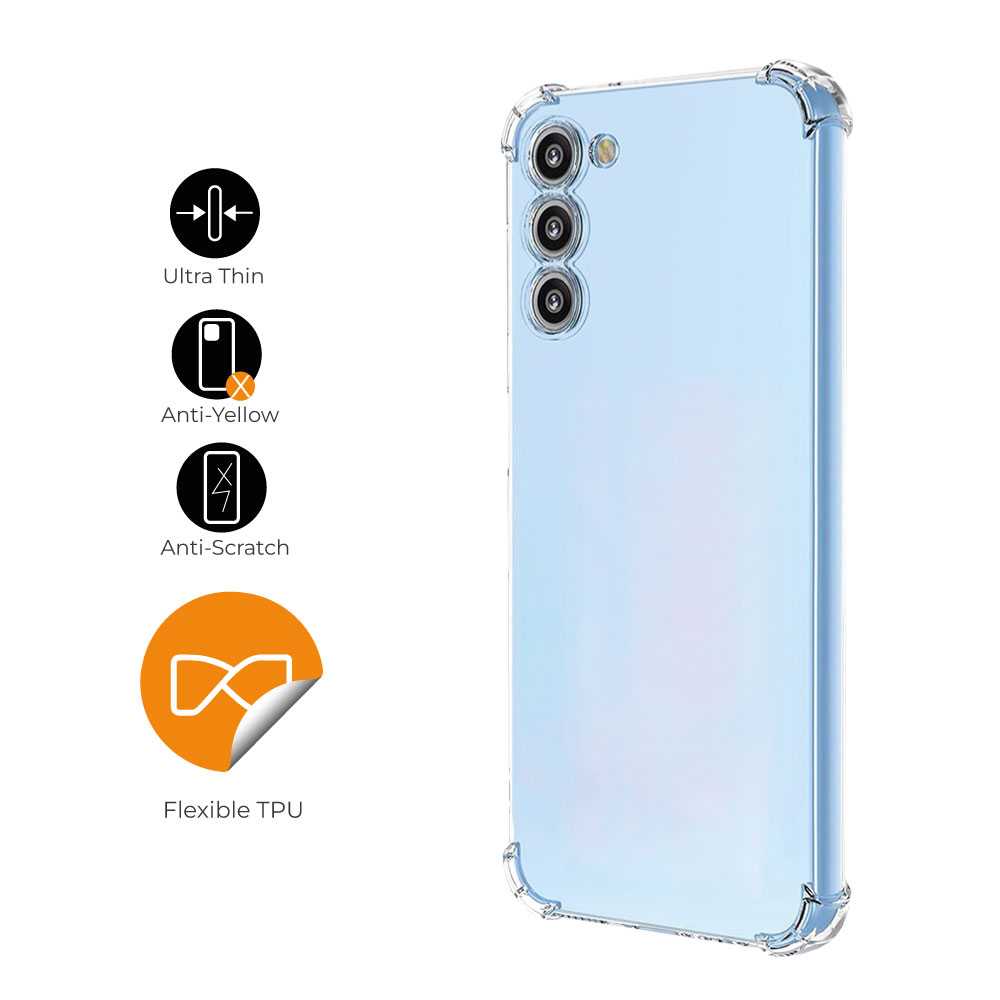 Funda de TPU para Samsung galaxy S23 plus, Carcasa Flexible con Esquinas Reforzadas Antigolpes, Protección en Cámaras, Silicona Transparente