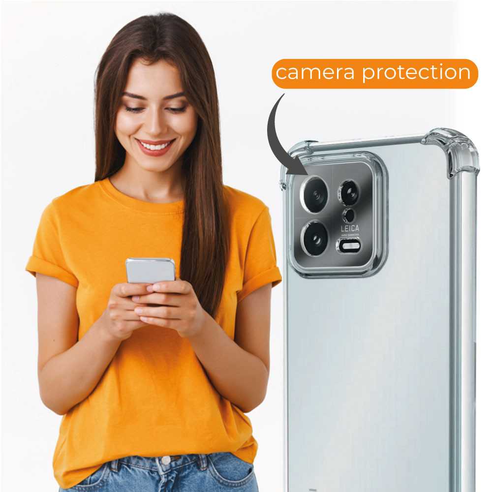 Funda de TPU para Xiaomi 13, Carcasa Flexible con Esquinas Reforzadas Antigolpes, Protección en Cámaras, Silicona Transparente