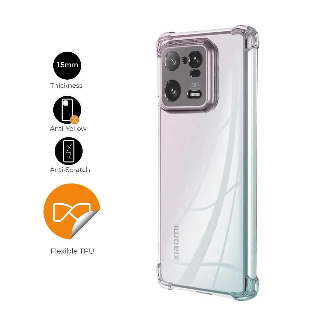 Funda de TPU para xiaomi 13 pro, Carcasa Flexible con Esquinas Reforzadas Antigolpes, Protección en Cámaras, Silicona Transparente
