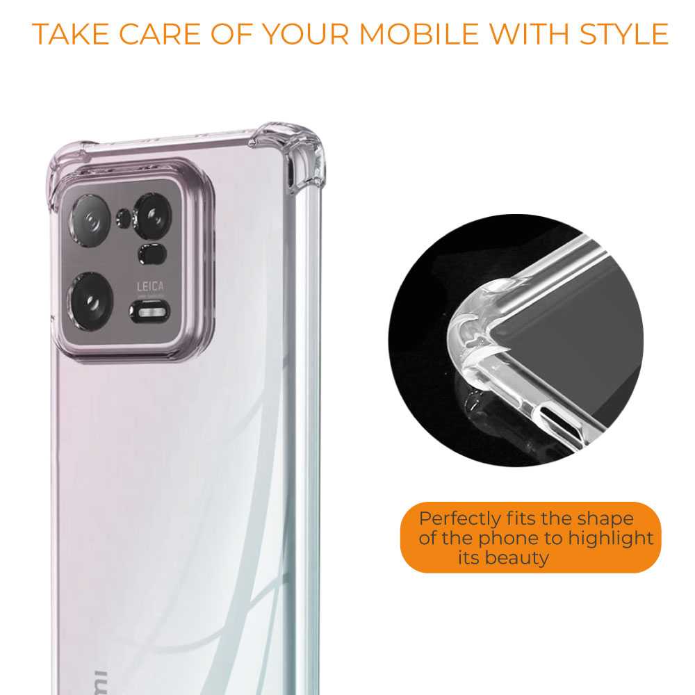 Funda de TPU para xiaomi 13 pro, Carcasa Flexible con Esquinas Reforzadas Antigolpes, Protección en Cámaras, Silicona Transparente
