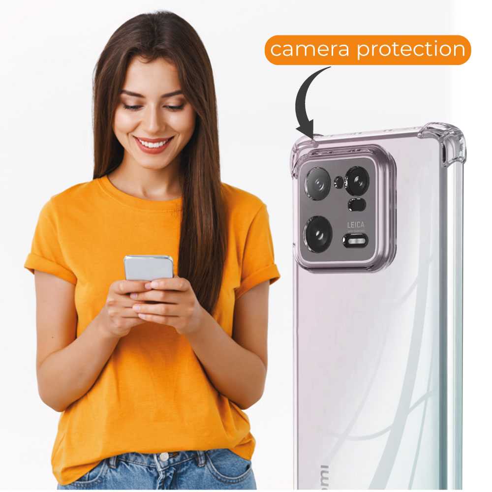 Funda de TPU para xiaomi 13 pro, Carcasa Flexible con Esquinas Reforzadas Antigolpes, Protección en Cámaras, Silicona Transparente