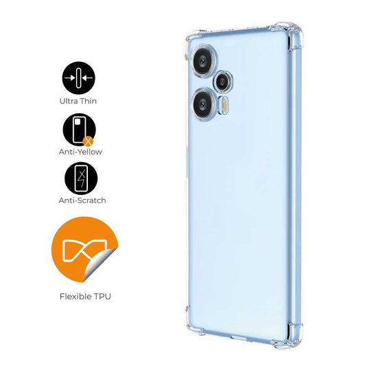 Funda de TPU para Xiaomi Poco F5, Carcasa Flexible con Esquinas Reforzadas Antigolpes, Protección en Cámaras, Silicona Transparente