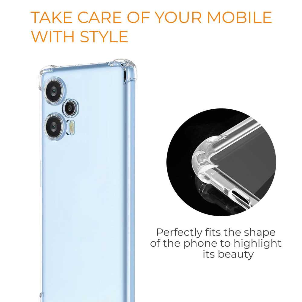 Funda de TPU para Xiaomi Poco F5, Carcasa Flexible con Esquinas Reforzadas Antigolpes, Protección en Cámaras, Silicona Transparente