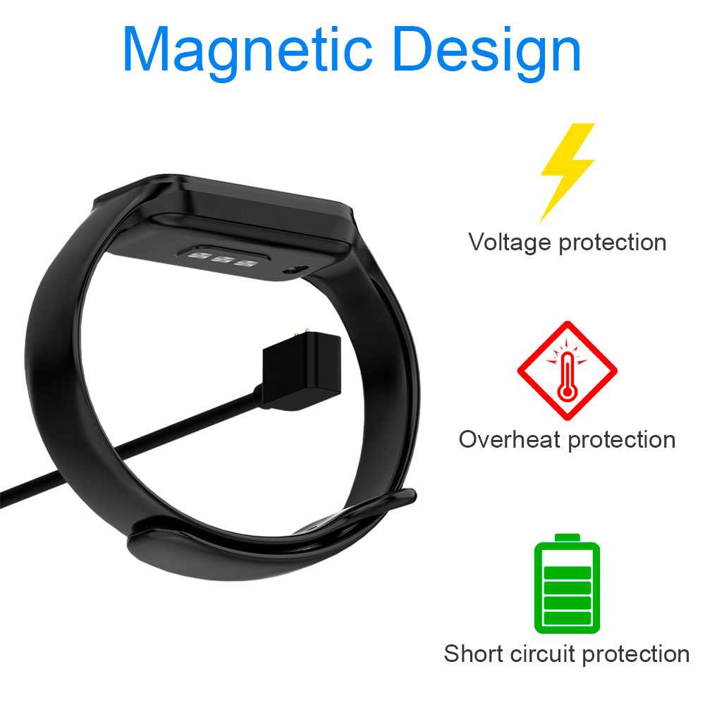 Cable Carga Magnética Blanco 2 Pines Negro Compatible con Xiaomi Mi Band 8, Redmi Band 2 Cargador Magnético USB Dos Imanes Recambio Repuesto Reemplazo Reloj Inteligente