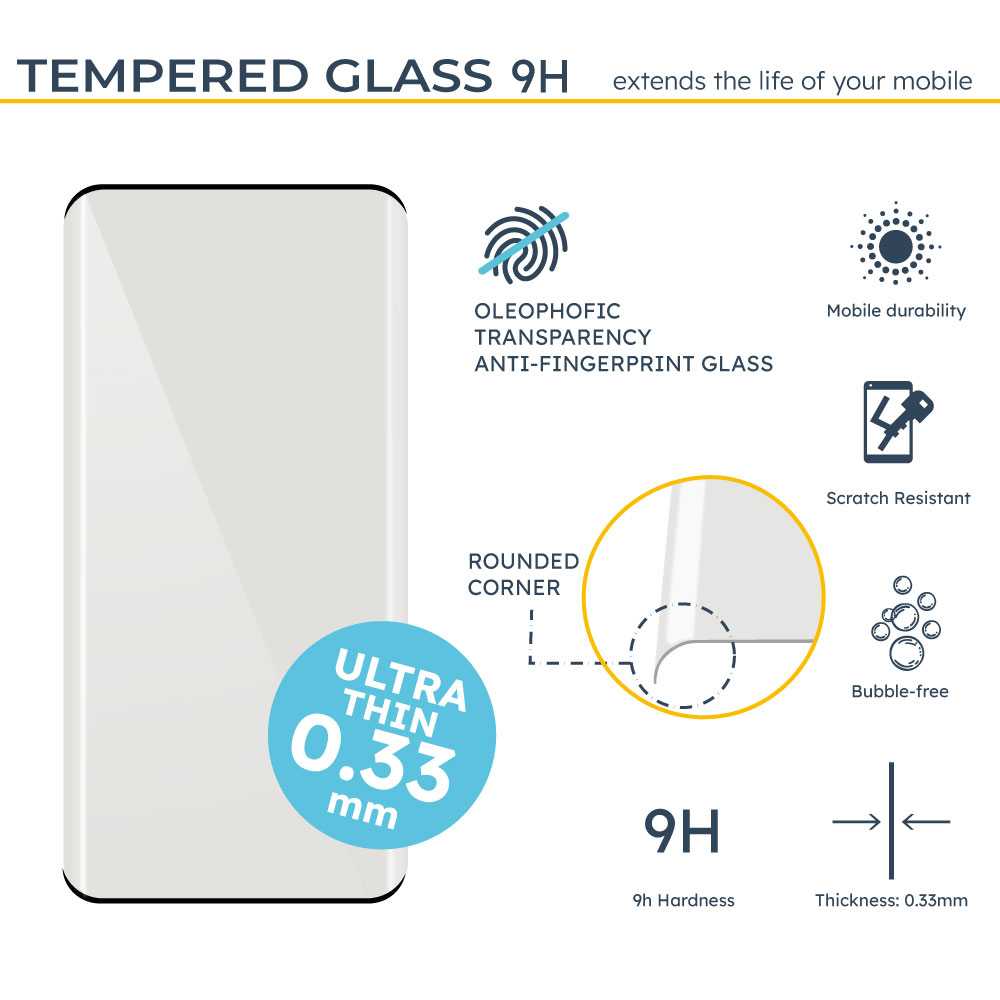 Protector de Pantalla Cristal Curvo Compatible con Honor Magic5 Pro, Vidrio Templado Premium con Pegamento en los Bordes