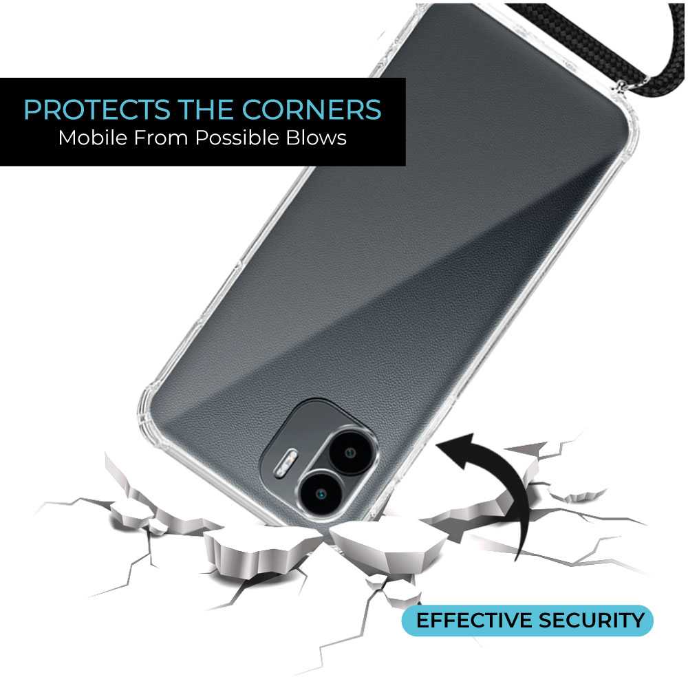 Funda de TPU para Redmi A1 Plus, Carcasa Flexible con Colgante, Antigolpes, Protección en Cámaras, funda con colgante
