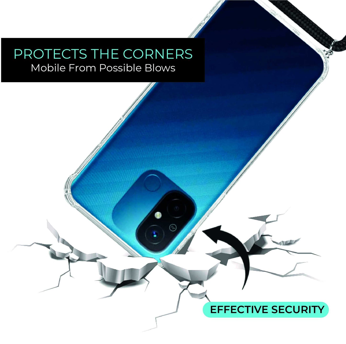 Funda de TPU para Xiaomi Redmi 12C, Carcasa Flexible con Colgante, Antigolpes, Protección en Cámaras, funda con colgante