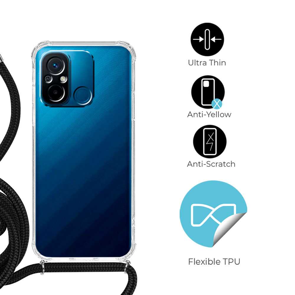 Funda de TPU para Xiaomi Redmi 12C, Carcasa Flexible con Colgante, Antigolpes, Protección en Cámaras, funda con colgante