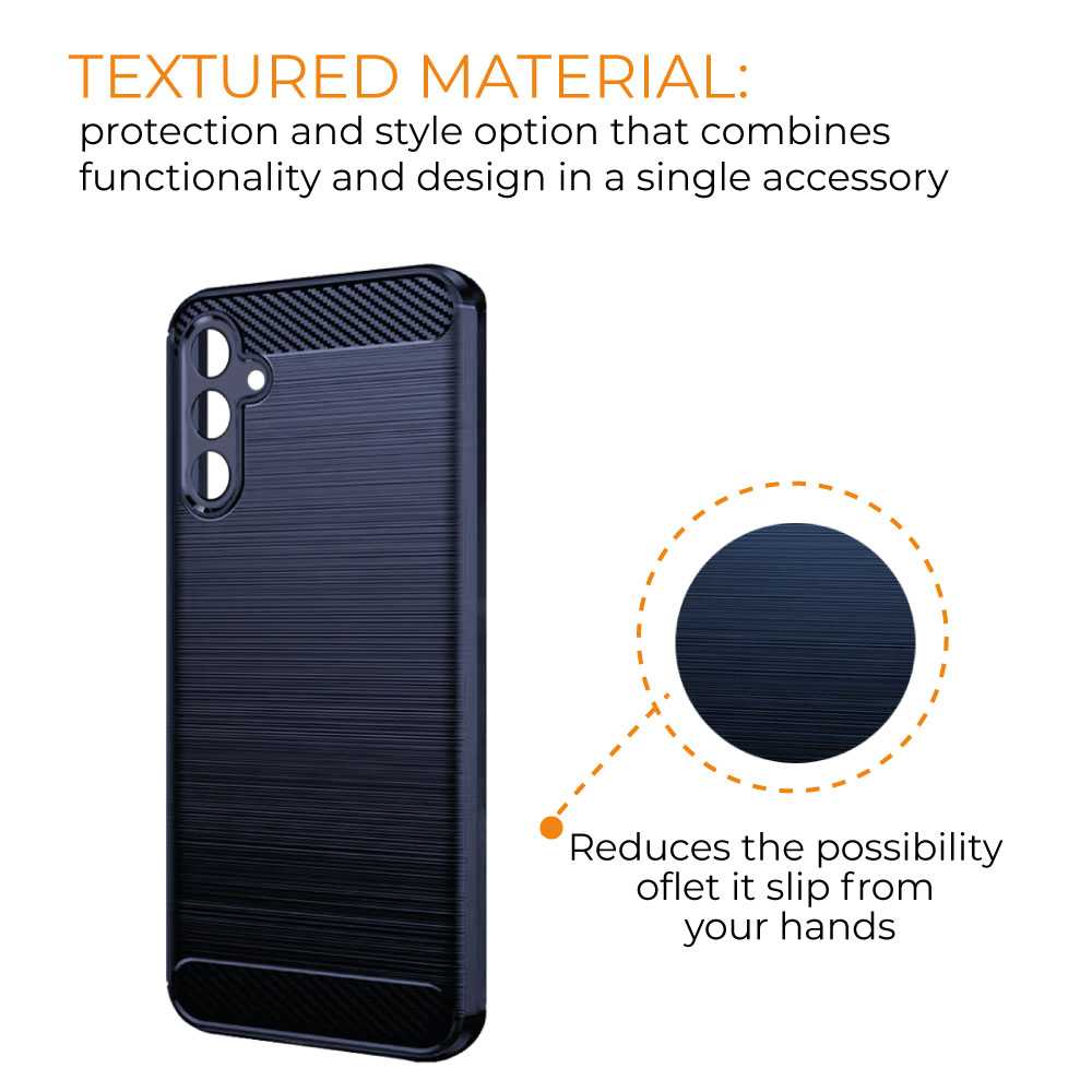 Funda Protectora Azul para Galaxy A54 5G, Carcasa de Proteccion Efecto fibra de carbono, Proteccion para la Camara Trasera, Flexible en Silicona Gel
