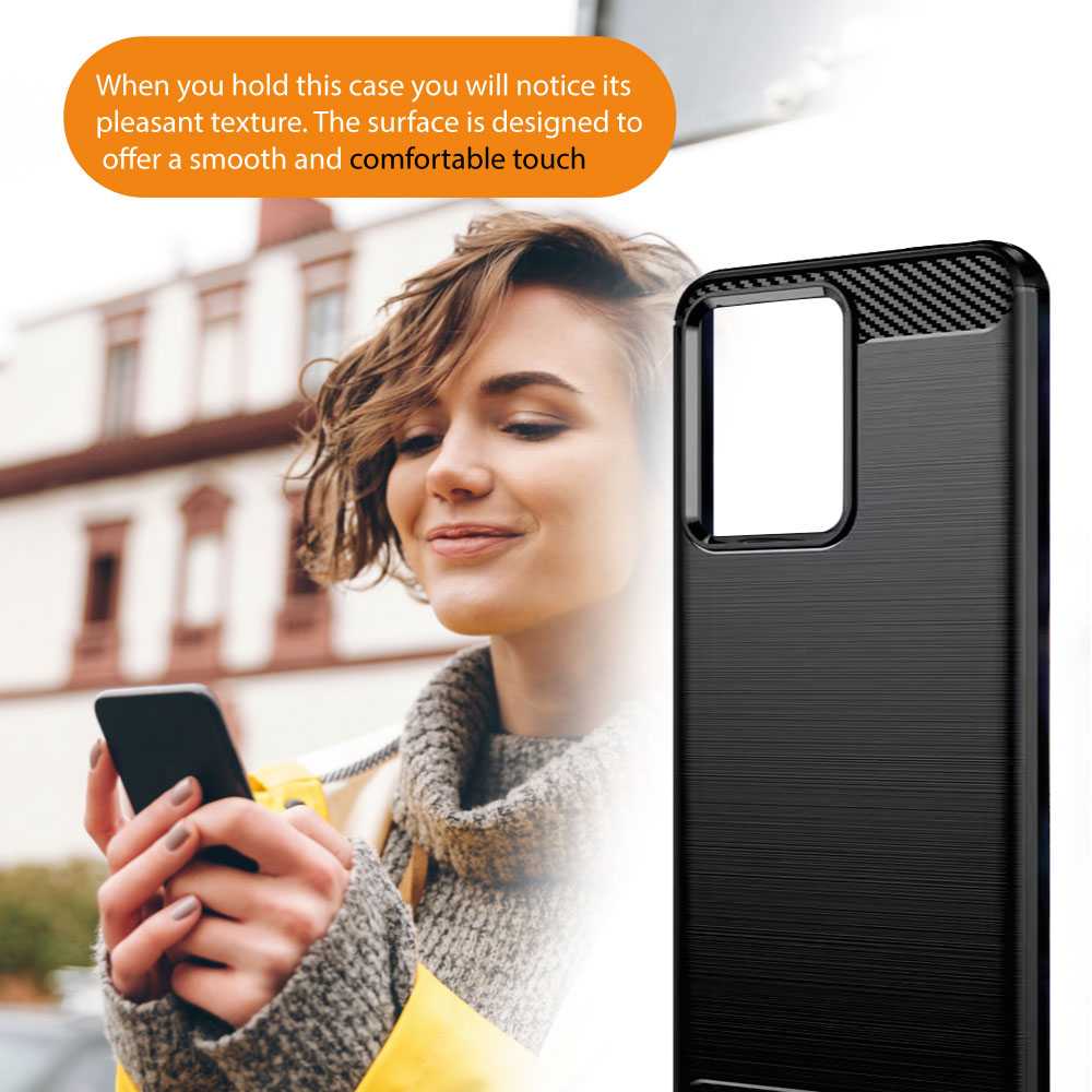 Funda Protectora Negra para Redmi Note 12 Pro+/ Redmi Note 12 Explorer Edition, Carcasa de Proteccion Efecto fibra de carbono, Proteccion para la Camara Trasera, Flexible en Silicona Gel