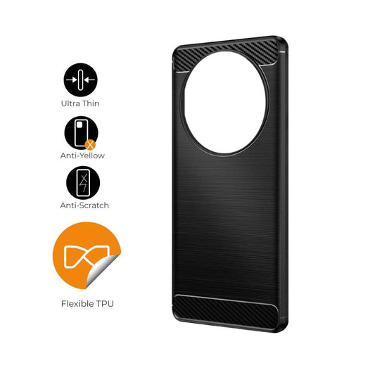 Funda Protectora Negra para Magic 5 Lite / X40 / X9A, Carcasa de Proteccion Efecto fibra de carbono, Proteccion para la Camara Trasera, Flexible en Silicona Gel