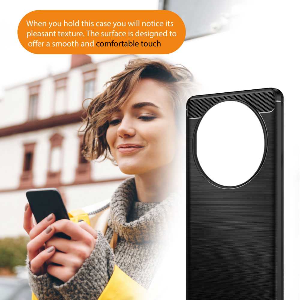 Funda Protectora Negra para Magic 5 Lite / X40 / X9A, Carcasa de Proteccion Efecto fibra de carbono, Proteccion para la Camara Trasera, Flexible en Silicona Gel