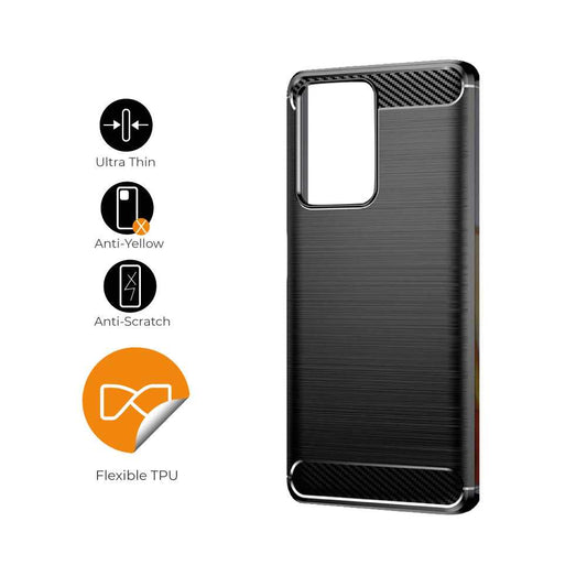 Funda de TPU para Redmi Note 11/11S/11T/Mi Poco M4 Pro, Carcasa Flexible con fibra de carbono Antigolpes, Protección en Cámaras, Silicona fibra de carbono