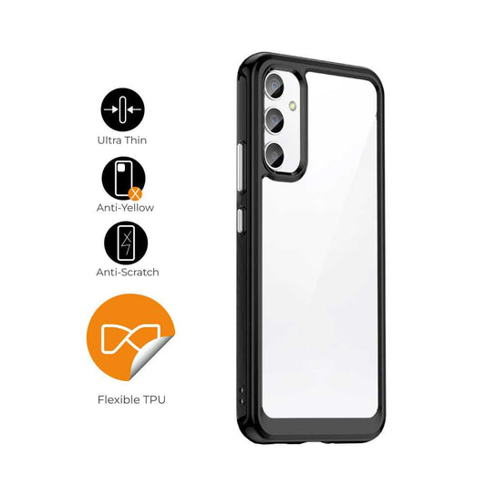 Funda de TPU para Galaxy A54 5G, Funda transparente con borde negro, Proteccion en Camaras, Silicona Transparente