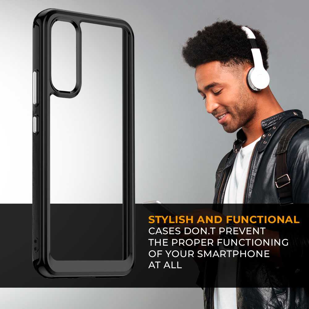 Funda de TPU para Galaxy A54 5G, Funda transparente con borde negro, Proteccion en Camaras, Silicona Transparente
