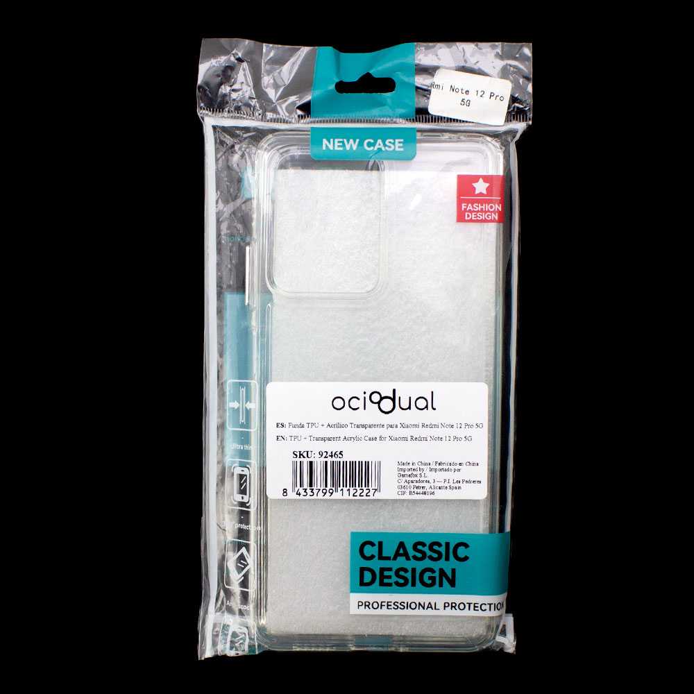 Funda de TPU para Redmi Note 12 Pro 5G, Funda transparente con borde resistente, Proteccion en Camaras, Silicona Transparente