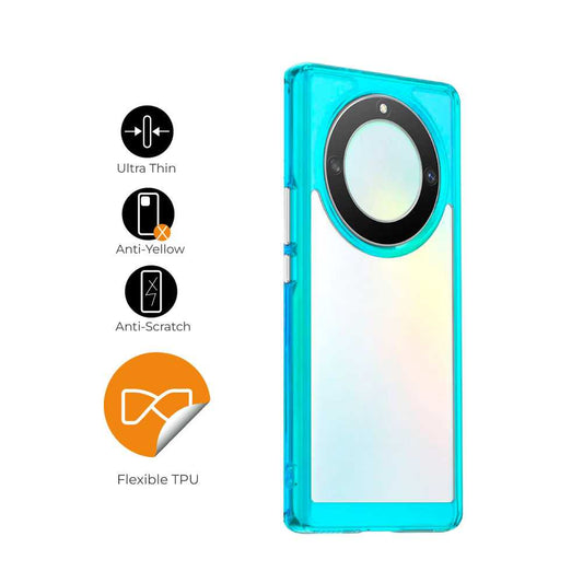 Funda de TPU para Magic5 Lite, Funda transparente con borde azul, Proteccion en Camaras, Silicona Transparente