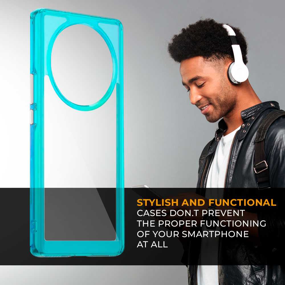 Funda de TPU para Magic5 Lite, Funda transparente con borde azul, Proteccion en Camaras, Silicona Transparente