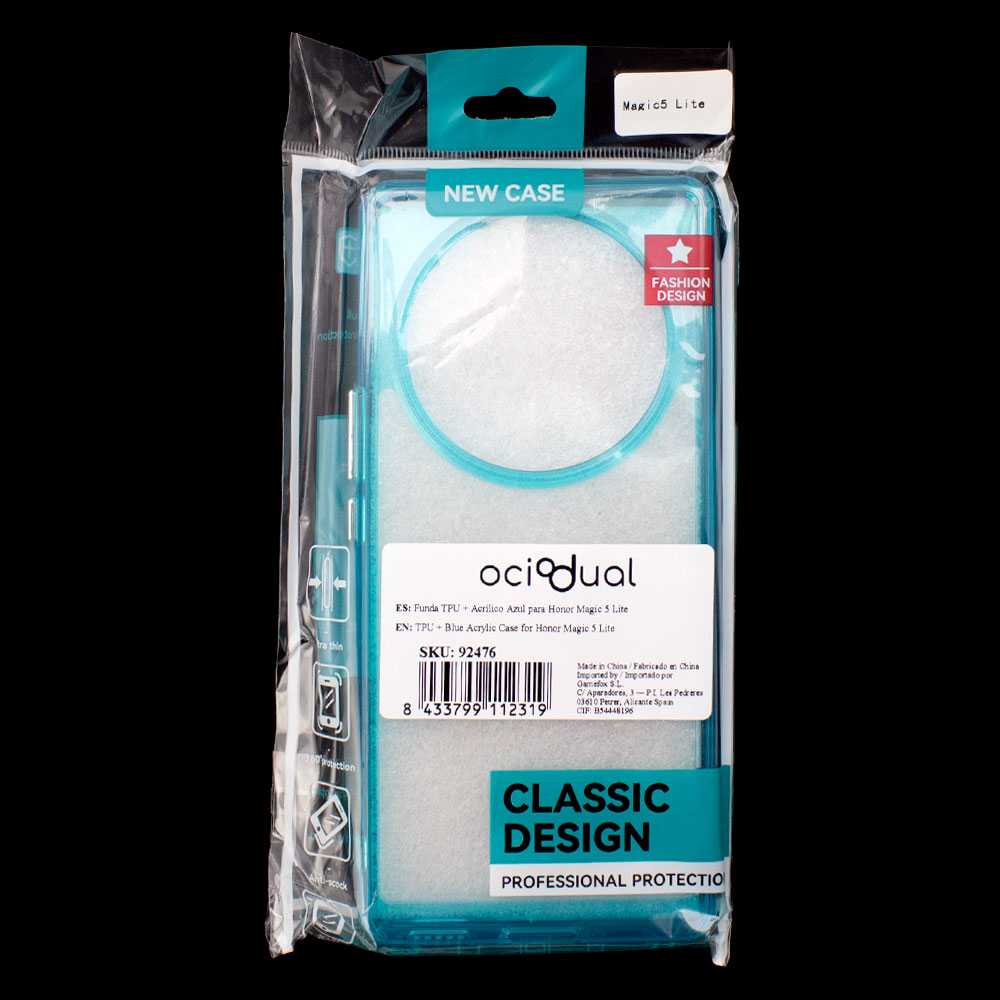 Funda de TPU para Magic5 Lite, Funda transparente con borde azul, Proteccion en Camaras, Silicona Transparente