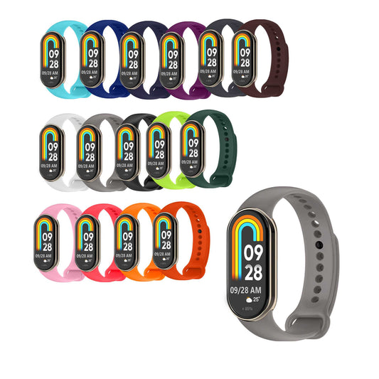 Correa de Recambio Compatible con Xiaomi Mi Band 9 y Mi Band 8, de color Gris, Repuesto de Silicona