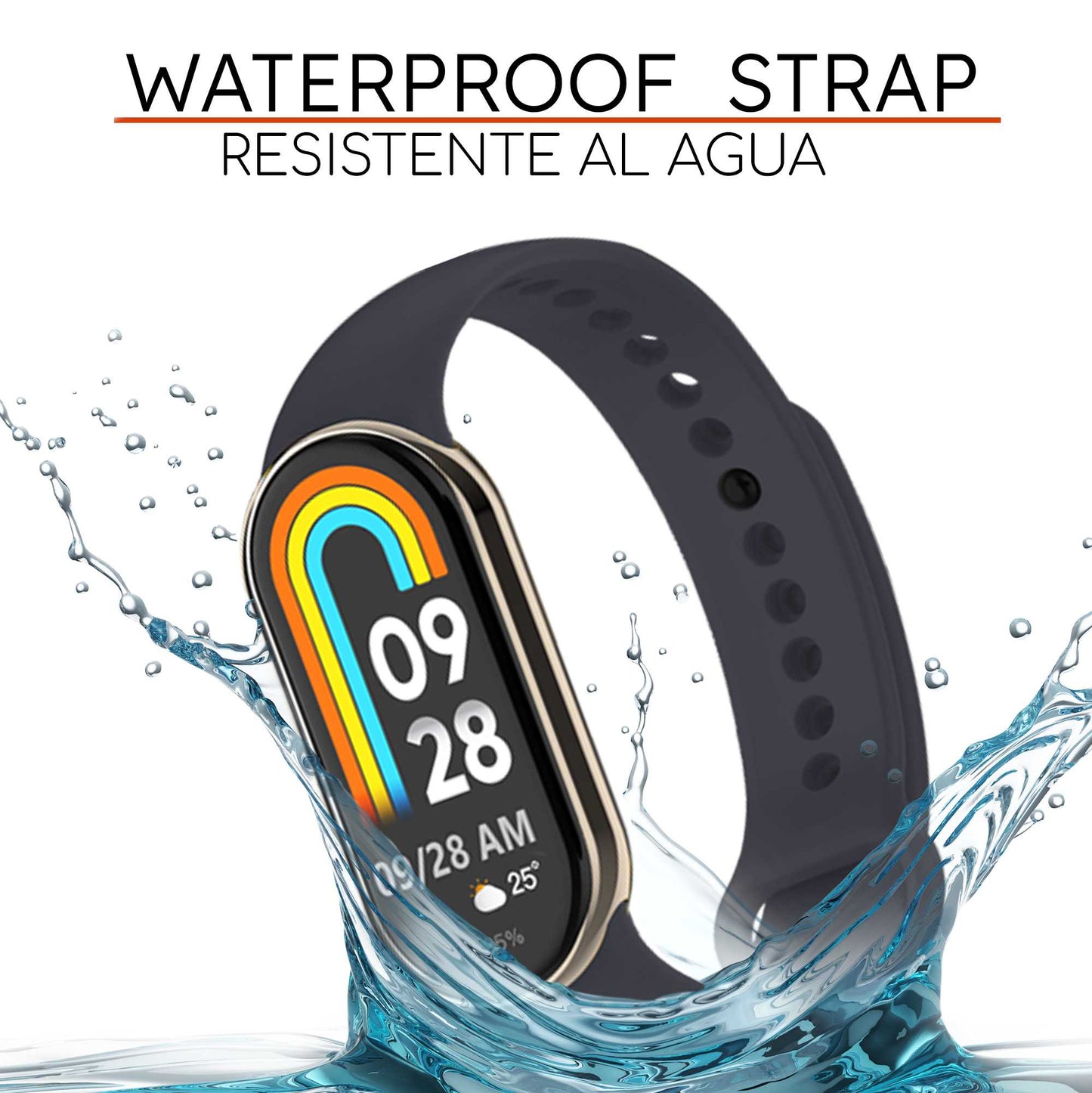 Correa de Recambio Compatible con Xiaomi Mi Band 9 y Mi Band 8, de color Gris Oscuro, Repuesto de Silicona