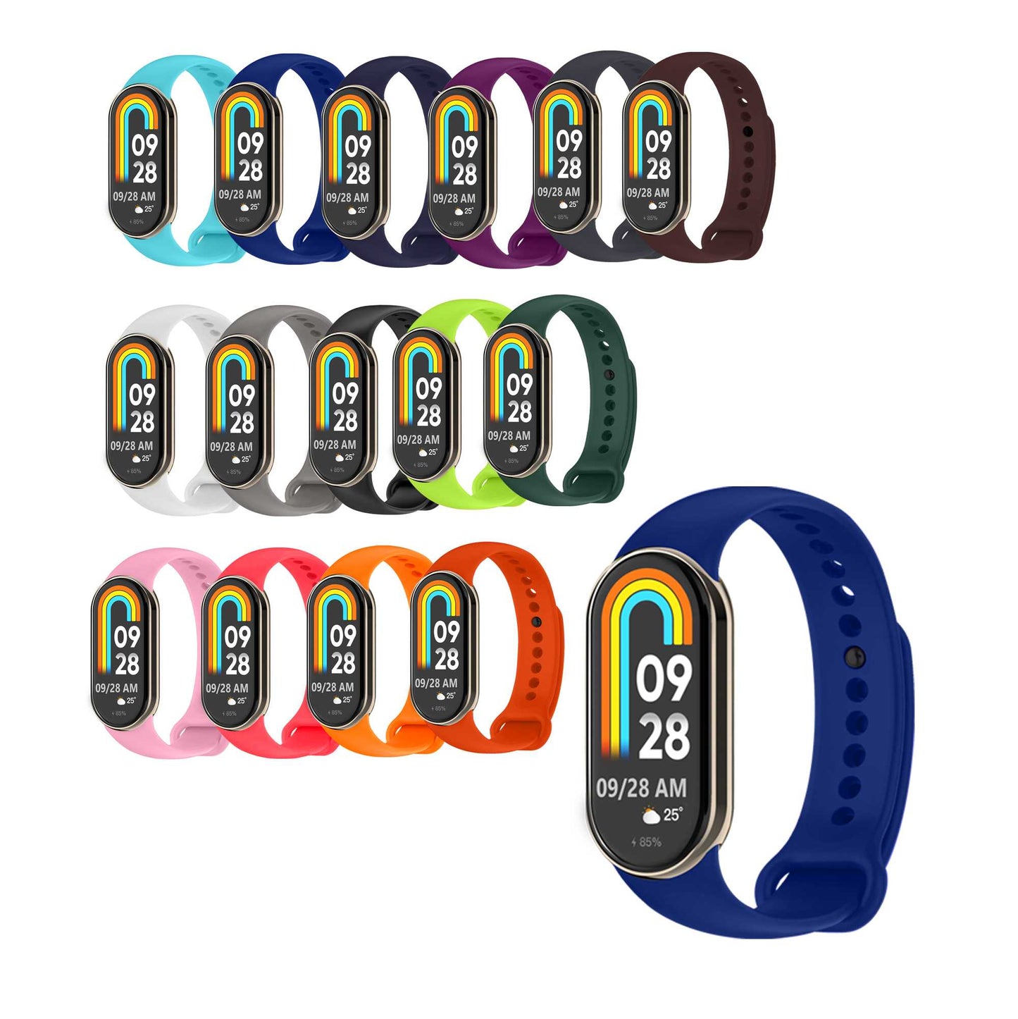 Correa de Recambio Compatible con Xiaomi Mi Band 9 y Mi Band 8, de color Azul Noble, Repuesto de Silicona