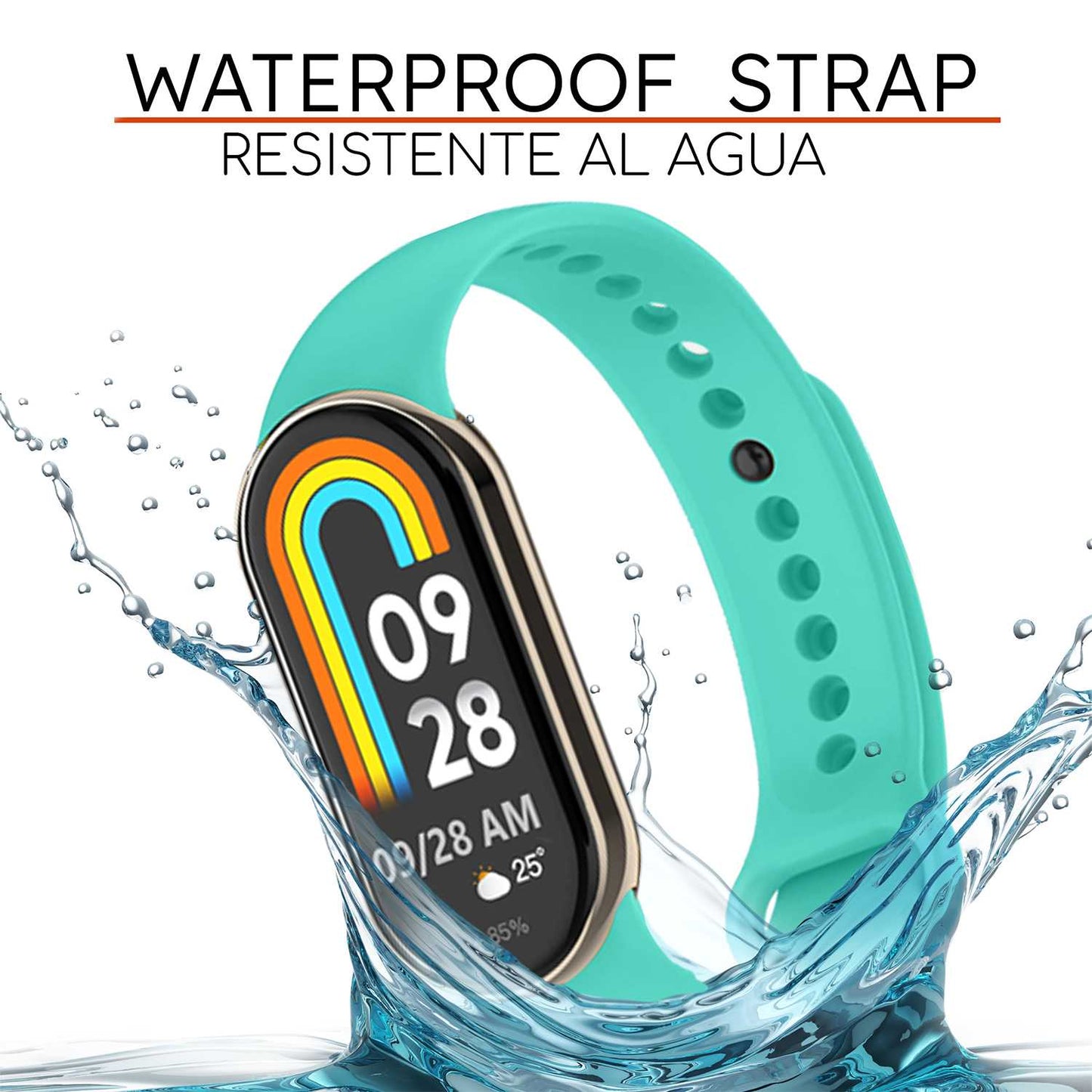Correa de Recambio Compatible con Xiaomi Mi Band 9 y Mi Band 8, de color Azul Celeste, Repuesto de Silicona