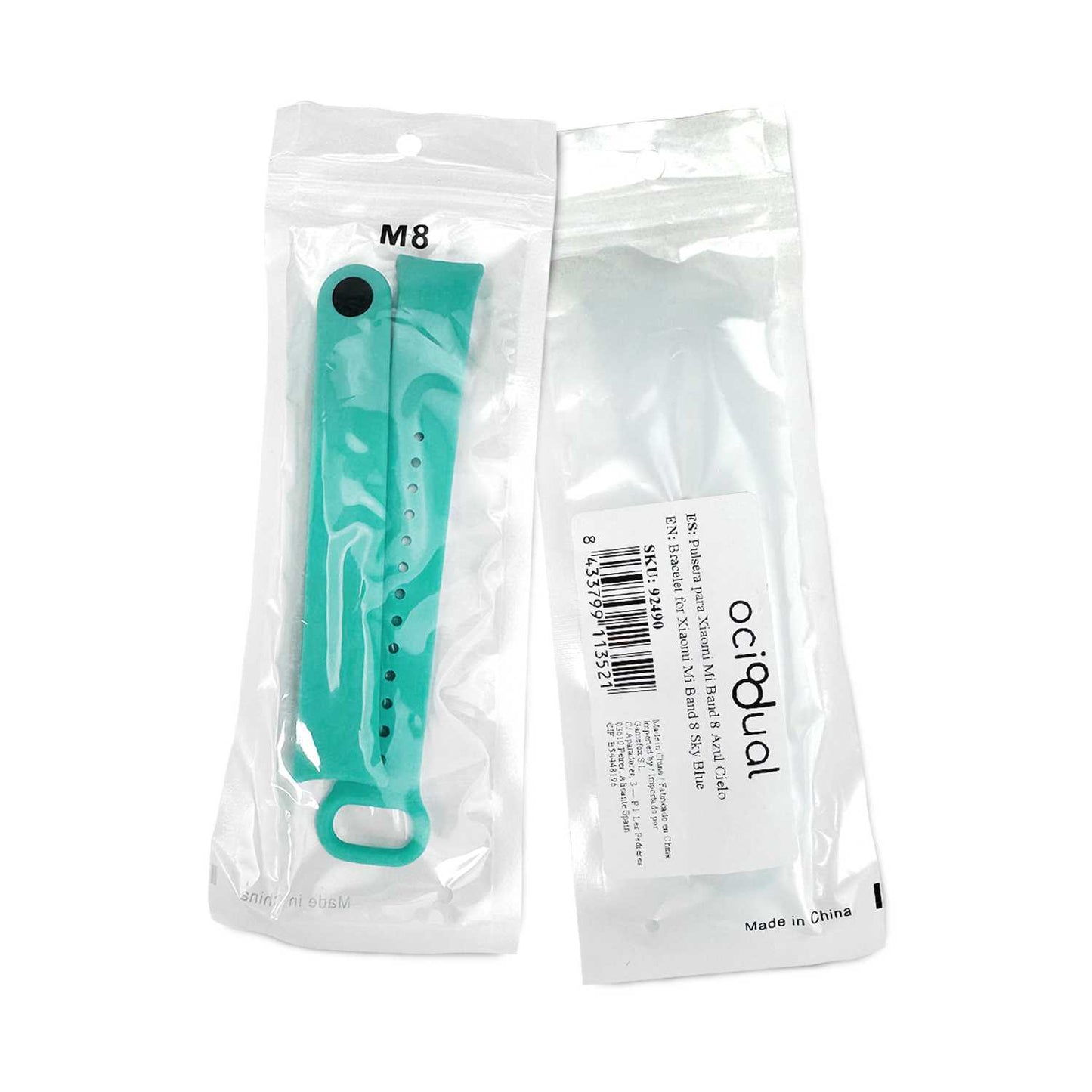 Correa de Recambio Compatible con Xiaomi Mi Band 9 y Mi Band 8, de color Azul Celeste, Repuesto de Silicona