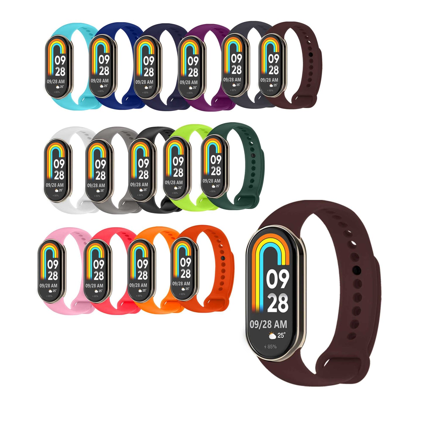 Correa de Recambio Compatible con Xiaomi Mi Band 9 y Mi Band 8, de color Borgoña, Repuesto de Silicona