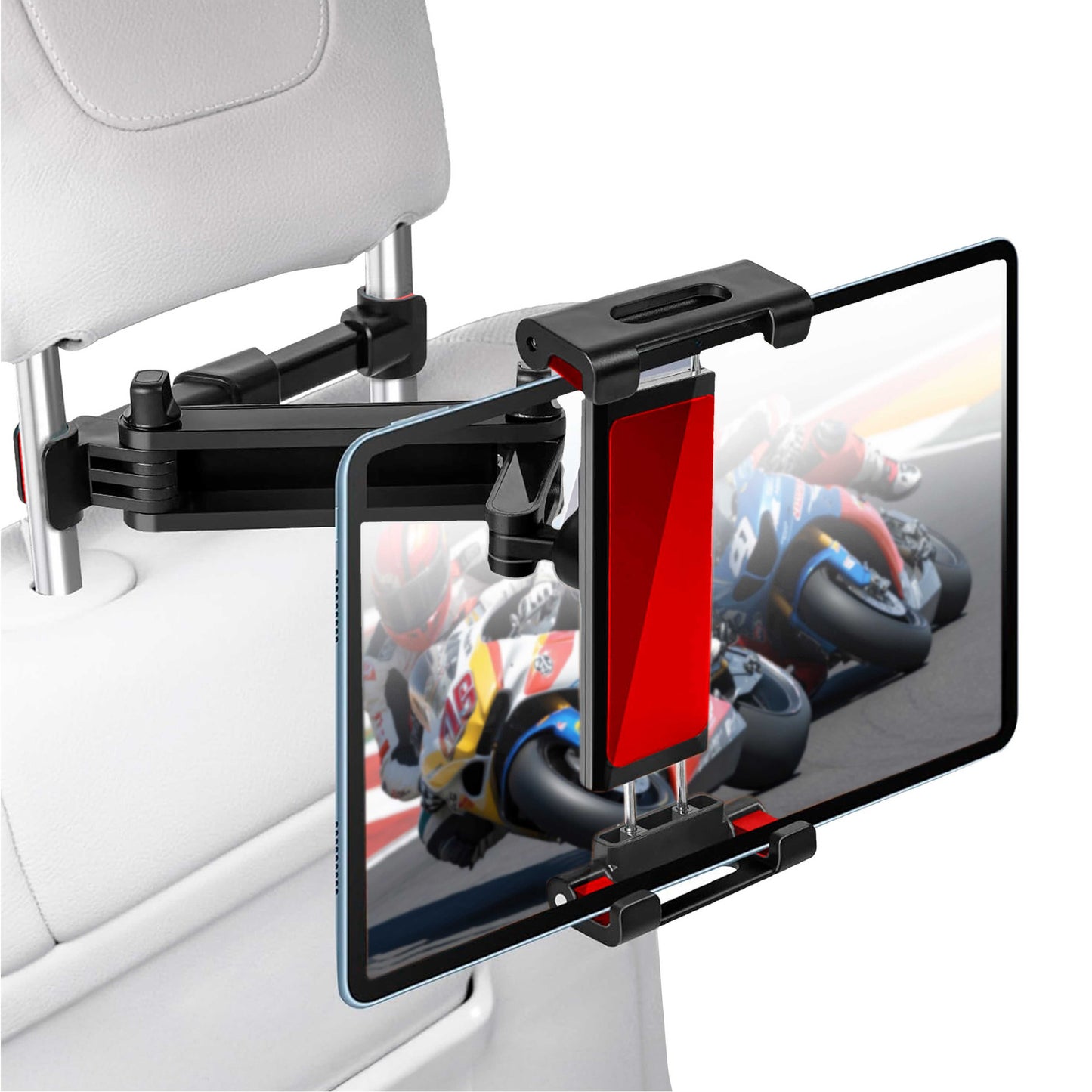 Soporte Tablet Coche, Soporte de Reposacabezas 360º, 4,4'-11', Abrazadera Extensible Compatible con iPads, Tablets, Libros Electrónicos