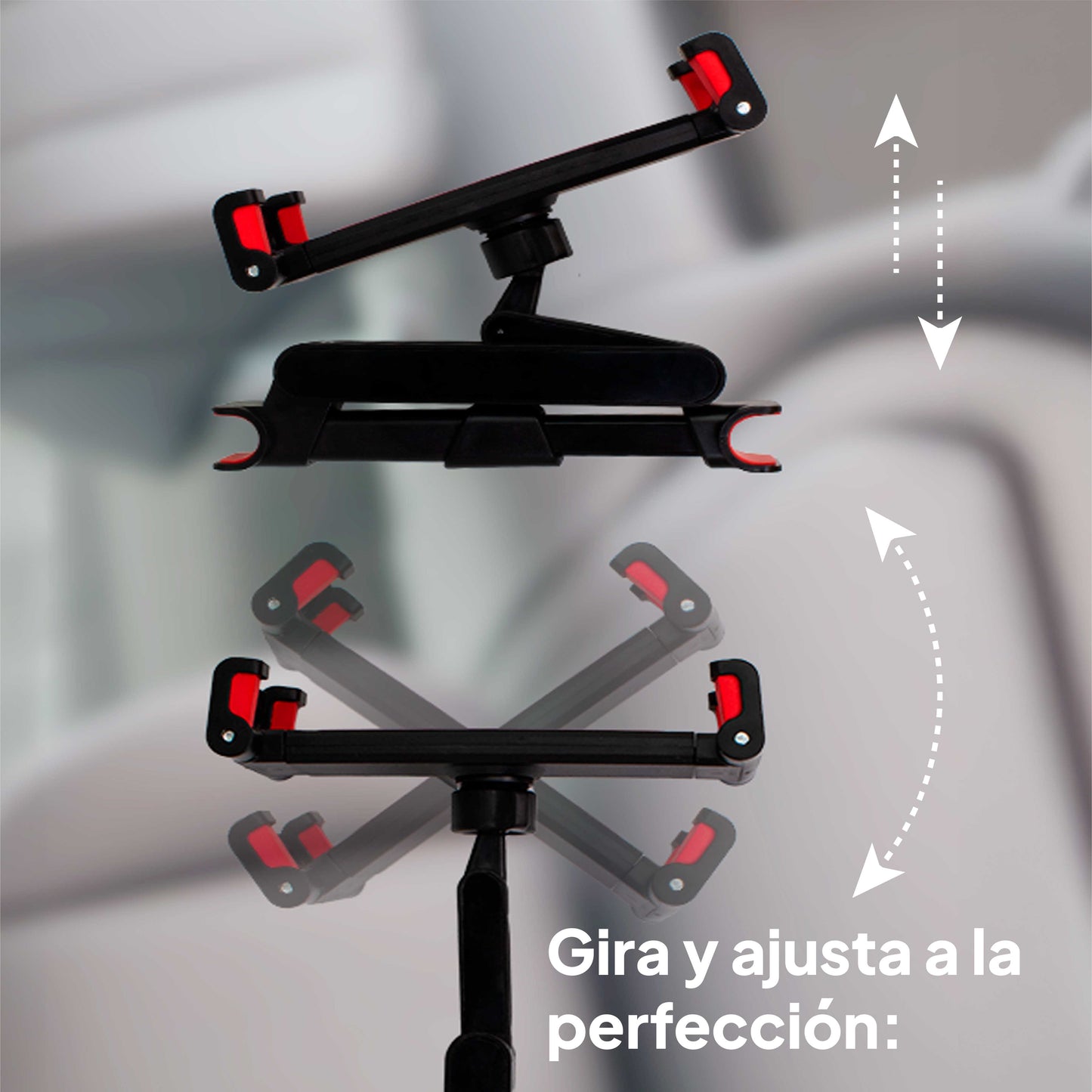 Soporte Tablet Coche, Soporte de Reposacabezas 360º, 4,4'-11', Abrazadera Extensible Compatible con iPads, Tablets, Libros Electrónicos