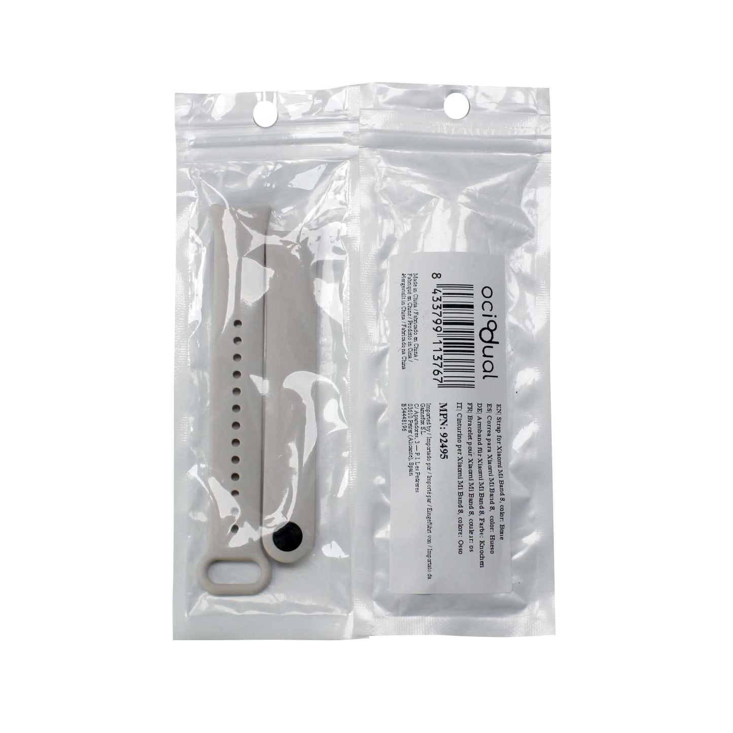 Correa de Recambio para Xiaomi Mi Band 9 y Mi Band 8, de color Hueso, Enganche Métalico, Flexible Sport