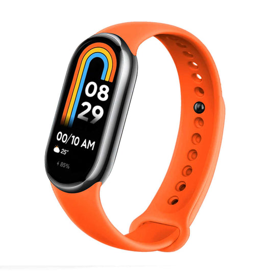 Correa de Recambio para Xiaomi Mi Band 8, de color Naranja, Pulsera de Repuesto de Silicona, Enganche Métalico, Flexible