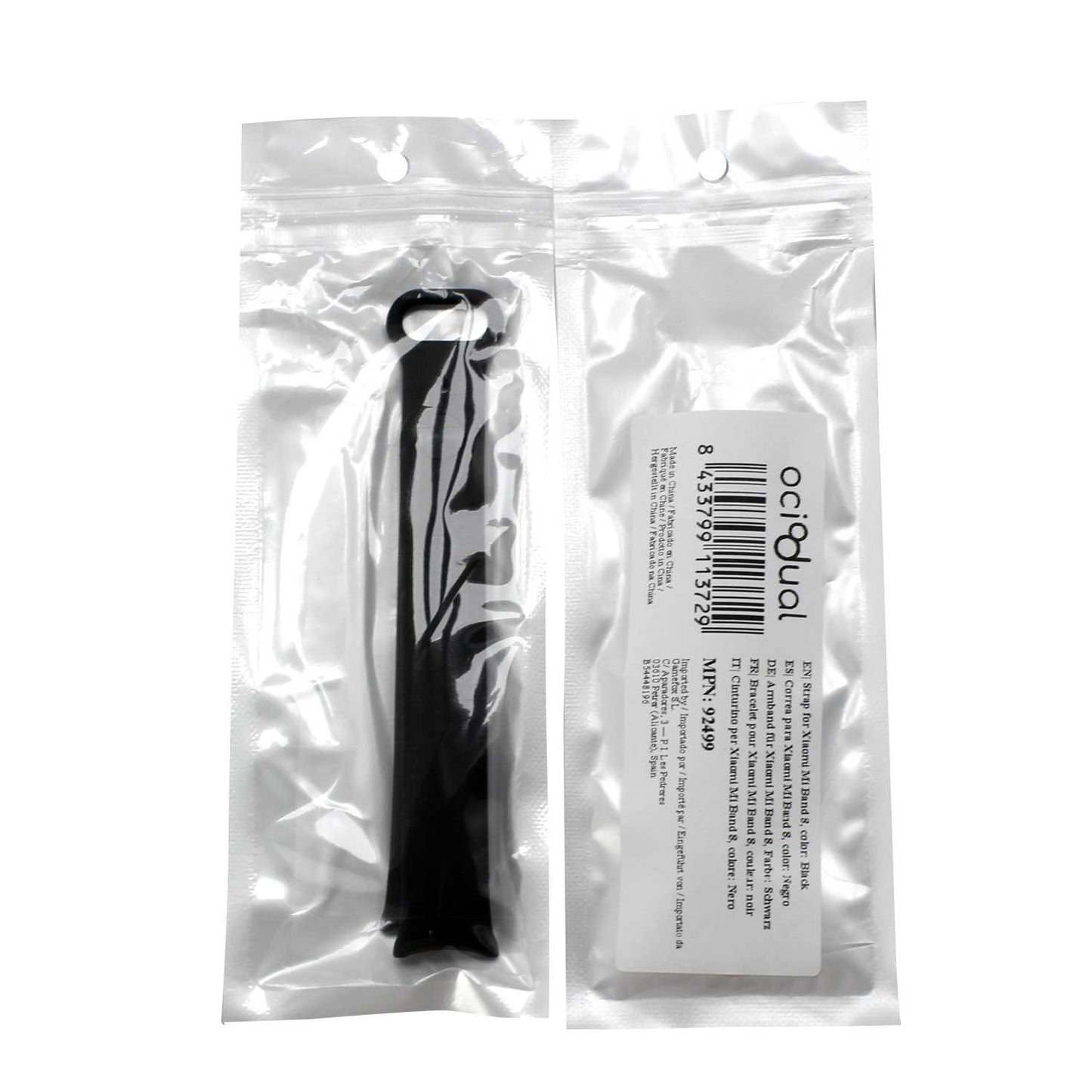 Correa de Recambio para Xiaomi Mi Band 9 y Mi Band 8, de color Negro, Enganche Métalico, Flexible Sport