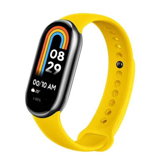 Correa de Recambio para Xiaomi Mi Band 8, de color Amarillo, Pulsera de Repuesto de Silicona, Enganche Métalico, Flexible