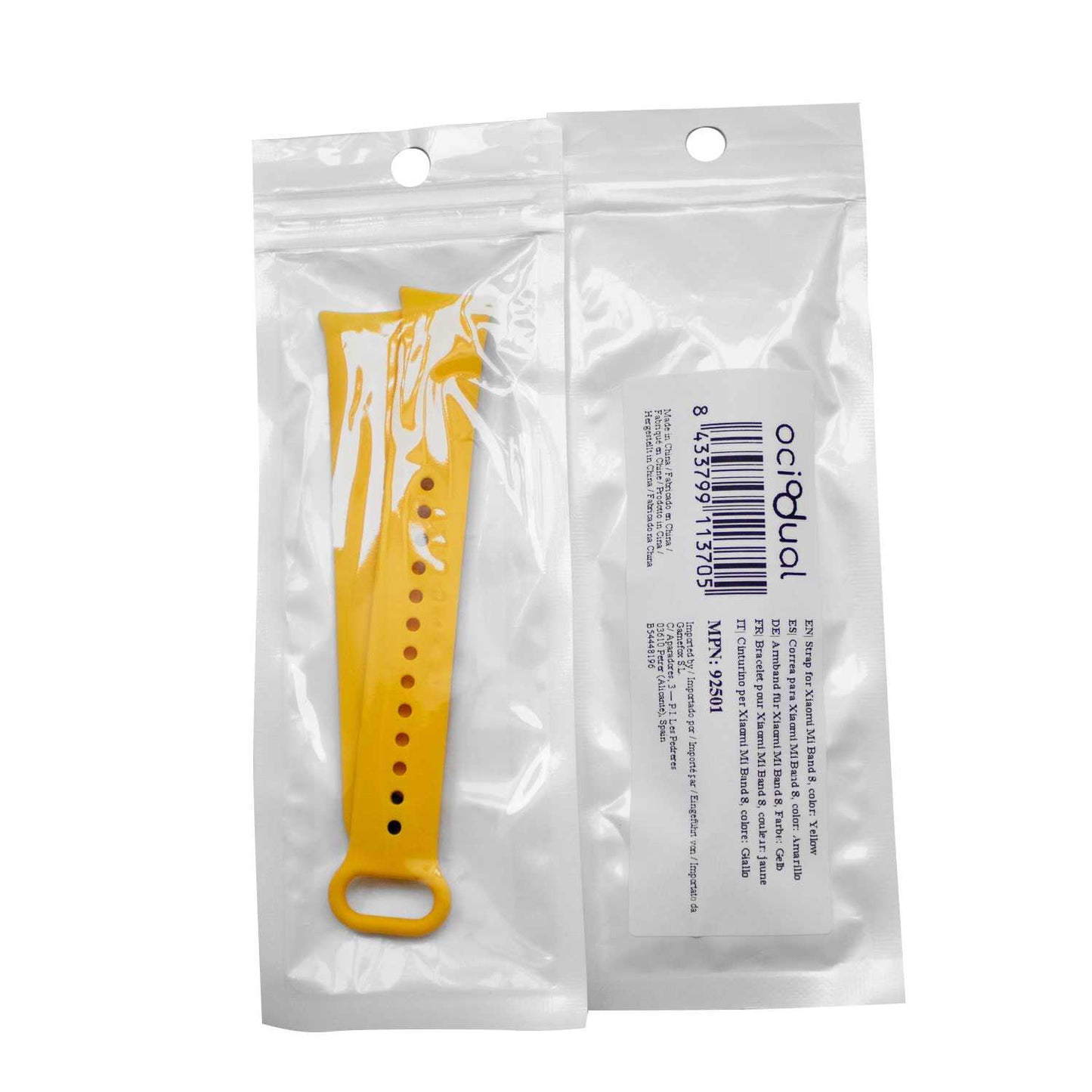 Correa de Recambio para Xiaomi Mi Band 9 y Mi Band 8, de color Amarillo, Enganche Métalico, Flexible Sport