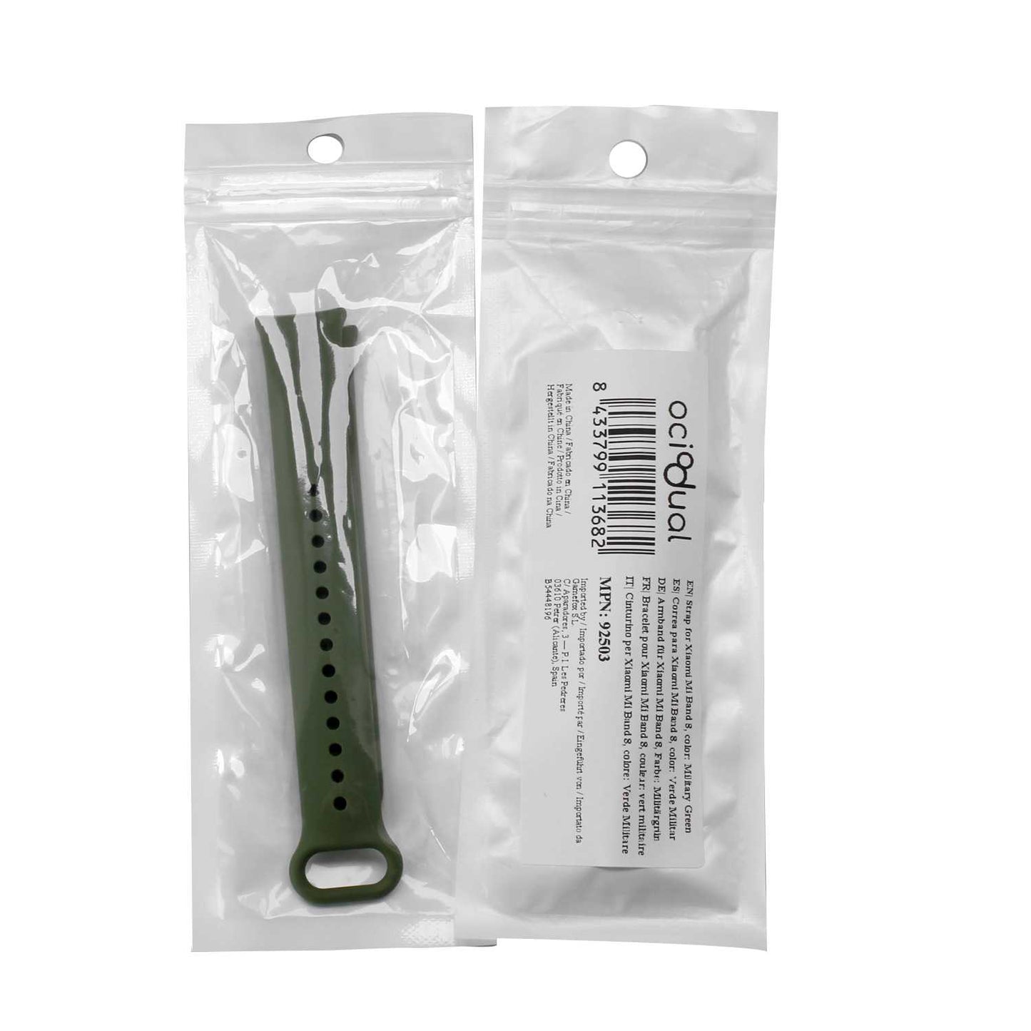 Correa de Recambio para Xiaomi Mi Band 9 y Mi Band 8, de color Verde Militar, Enganche Métalico, Flexible Sport