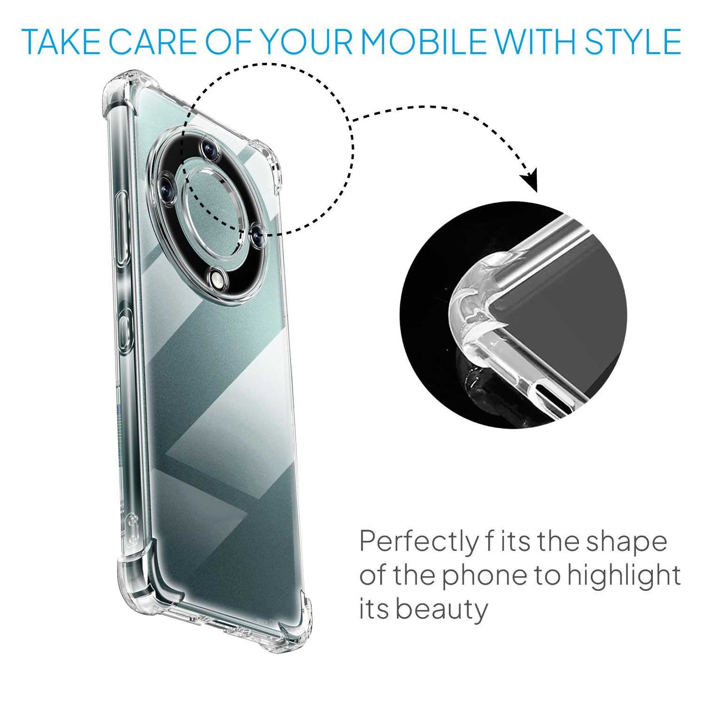 Funda de TPU para Honor Magic 5 Lite, Carcasa Flexible con Esquinas Reforzadas Antigolpes, Protección en Cámaras, Silicona Transparente