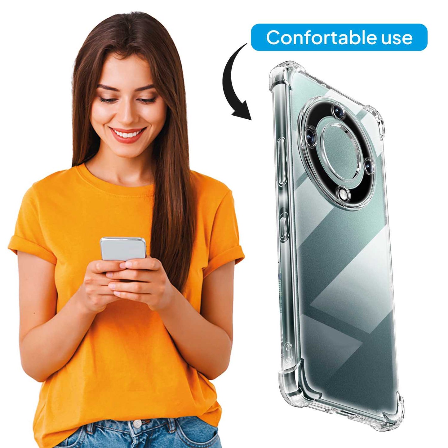 Funda de TPU para Honor Magic 5 Lite, Carcasa Flexible con Esquinas Reforzadas Antigolpes, Protección en Cámaras, Silicona Transparente
