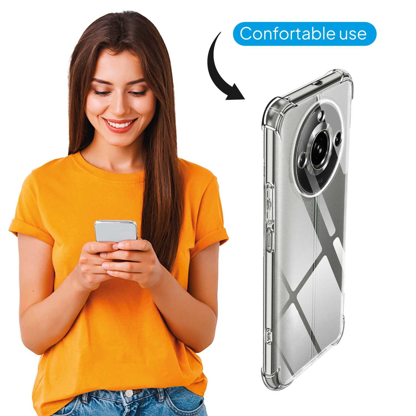 Funda de TPU para Realme 11 Pro/Pro+ 5G, Carcasa Flexible con Esquinas Reforzadas Antigolpes, Protección en Cámaras, Silicona Transparente