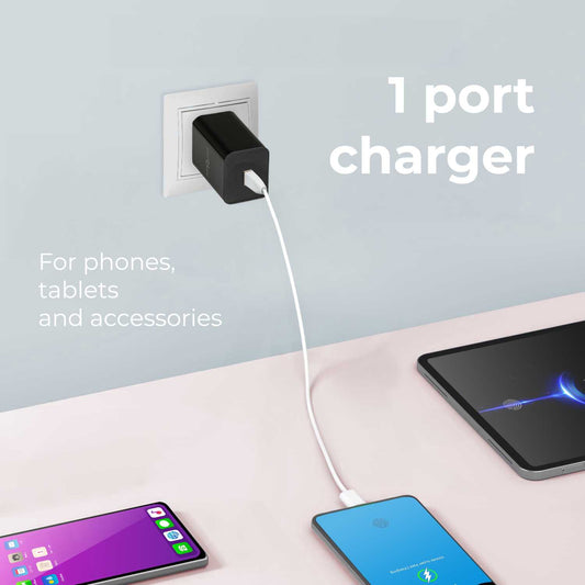 Cargador de Pared EU, 1 Puertos USB de 5v, 2.1A, 10W, Cargador para Smartphones, Adaptador de Corriente para Enchufe USB, Carga