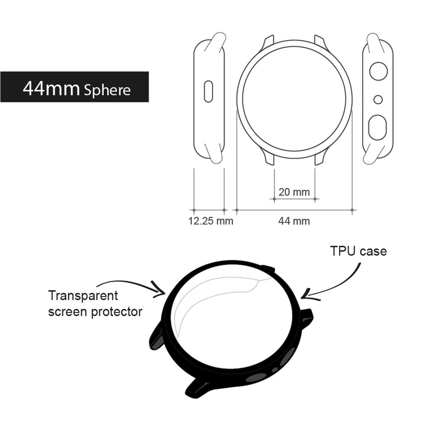 Funda Protectora de TPU Azul Electrico Compatible con Relojes Inteligentes Samsung Galaxy Watch Active 2 (44mm)