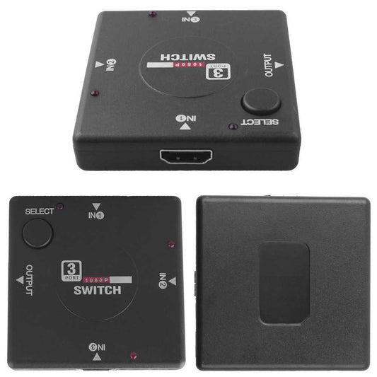 Conmutador HDTV Switch de 3 Entradas 1 Salida Multipuerto Full HD 1080P Puertos Puerto para PC TV Monitor Xbox 360 PS3