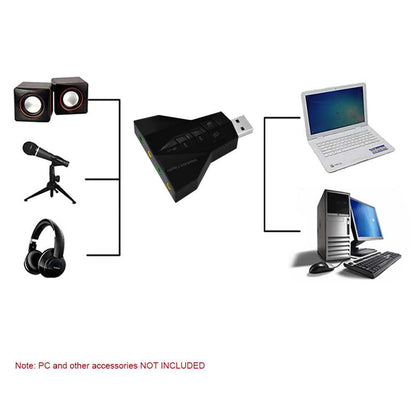2 en 1 Tarjeta de Sonido Externa USB 3D 7.1 AC3 MP3 Adaptador Audio Sound MIC