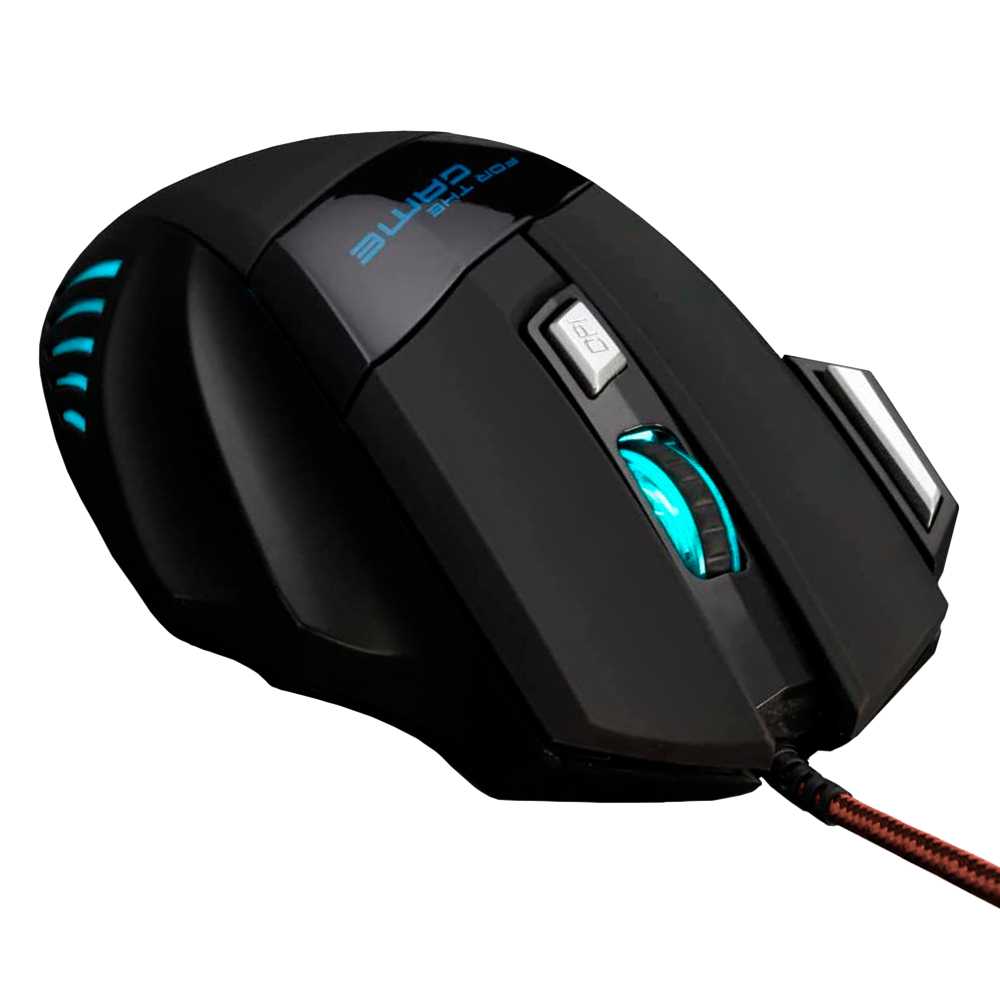 Ratón Óptico USB Luz LED 2400DPI Mouse Negro para Gaming Juegos PC Laptop