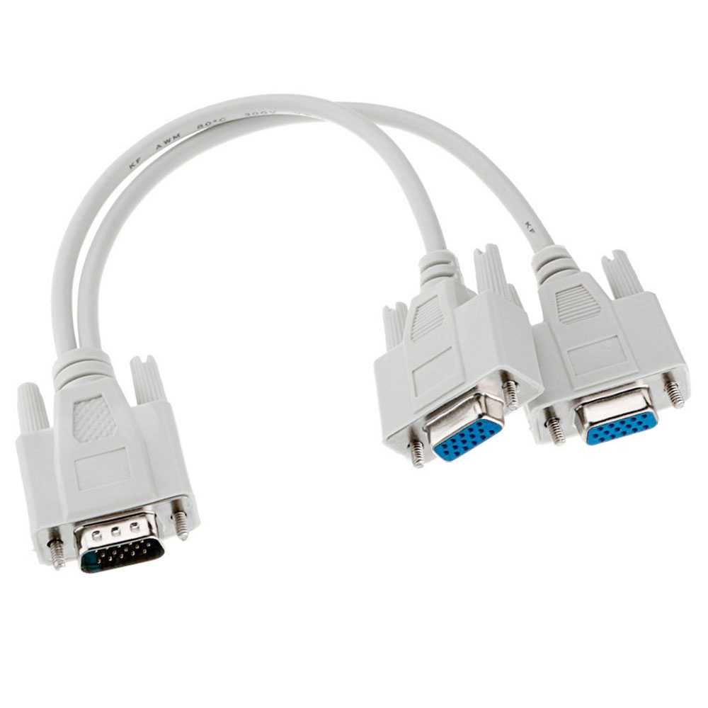 Cable Duplicador Adaptador de Imagen SVGA HDB15 de Macho a 2 VGA Hembra Divisor Splitter Video Imagen para Monitor Gris
