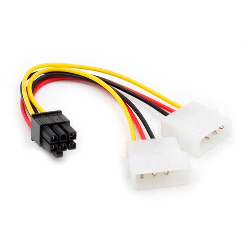 Cable alimentación tarjeta grafica PCI Express 6 pines hembra a 2x Molex LP4