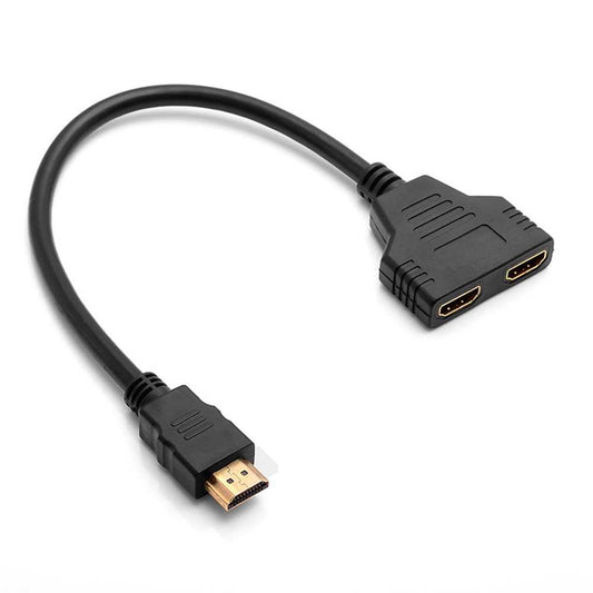 Cable Adaptador Convertidor Splitter HDTV Negro 1 Entrada Macho a 2 Salidas Hembra Full HD 1080P Conversor para Monitor