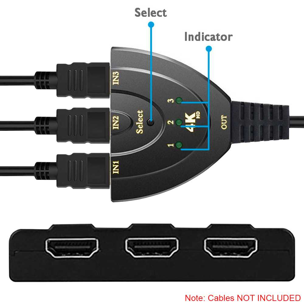 Conmutador 4K 3 Entradas Puertos HDTV Salida Multi Splitter Switch HUB Caja HDTV