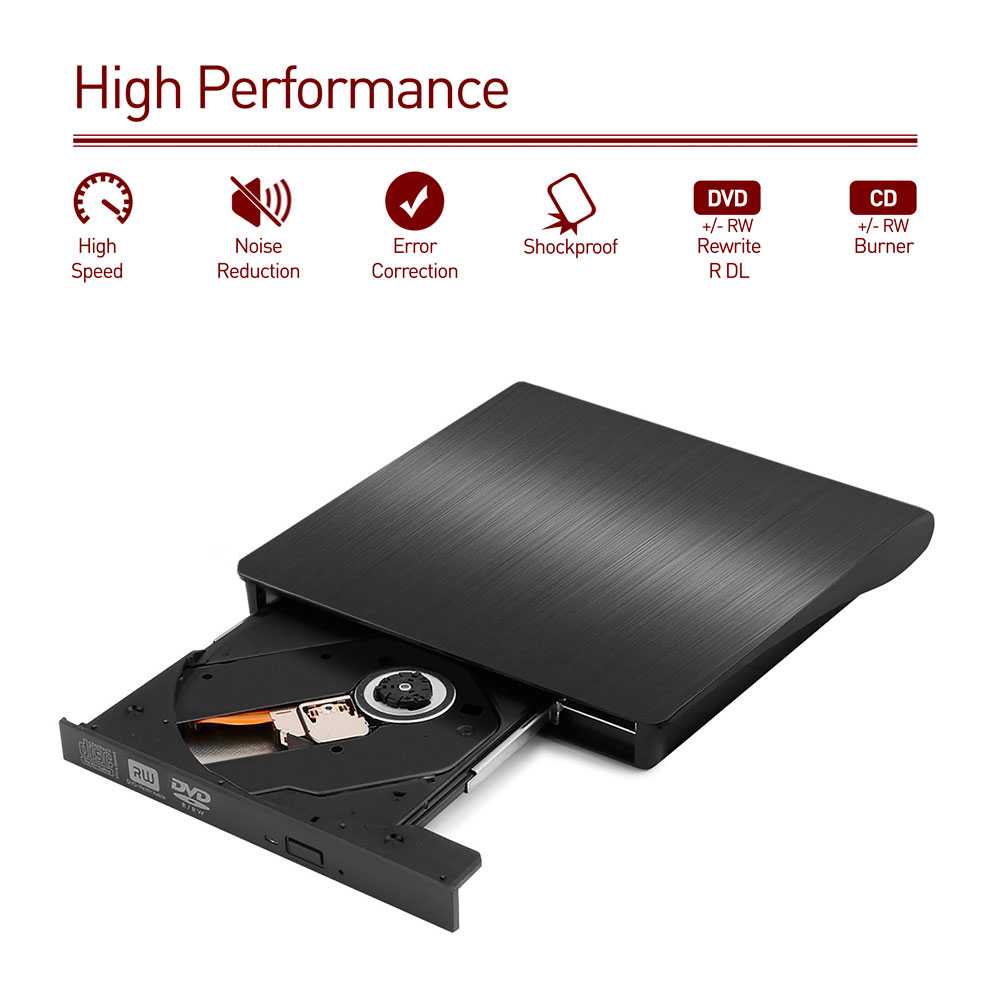 Grabadora Externa CD/DVD USB 3.0 Re-Grabadora Ultra Slim Portátil para Windows 10 7 8 Vista XP Mac OS Linux